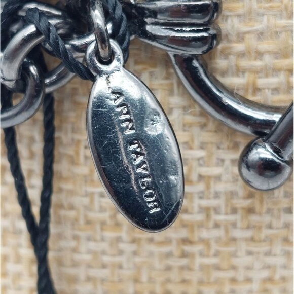 NWT Ann Taylor Statement Bracelet Gun Metal Multi Strand Crystal Accents Toggle - Picture 5 of 12